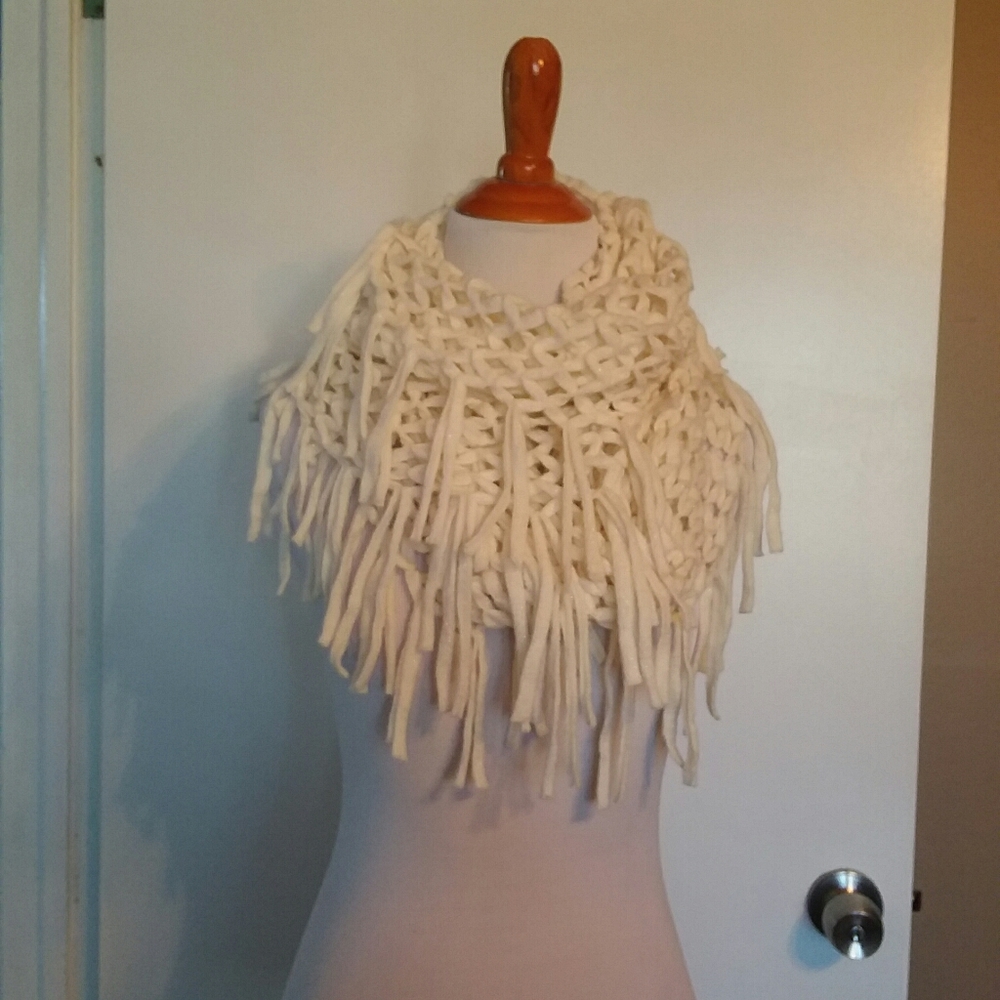 Mudd Ivory Fringe Infinity Scarf